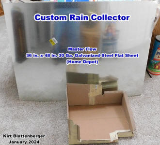 Rain collector cardboard prototype and galvanized sheet metal - RF Cafe