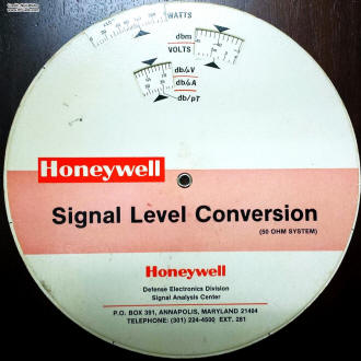 Honeywell Signal Level Conversion Slide Rule Wheel - RF Cafe