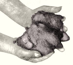 Reddish dust at left is the basic raw material for ferrites