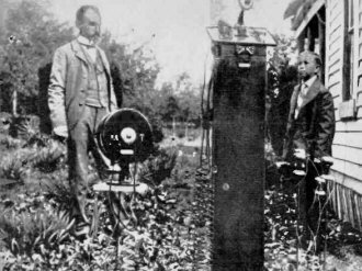 Stubblefield and his son Bernard with two pieces of his equipment - RF Cafe