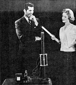 Vertical tube is secondary of Tesla coil - RF Cafe