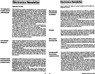 Electronics Newsletter, September 19, 1966 Electronics Magazine - RF Cafe