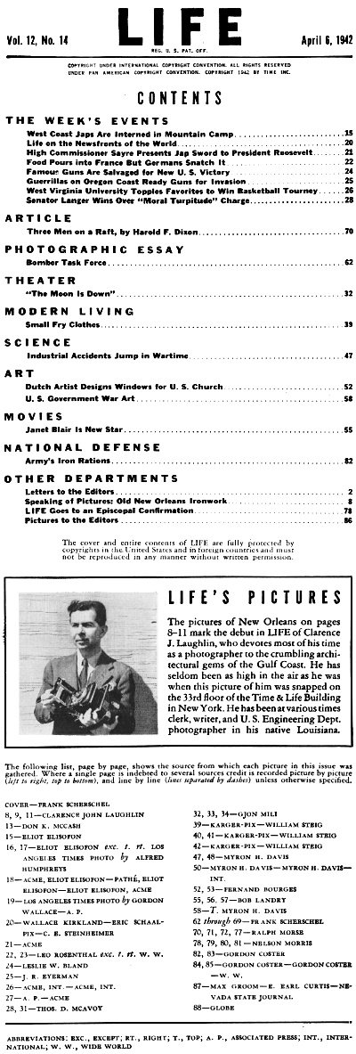 &nbsp;&nbsp;, 1942 Life Table of Contents - RF Cafe