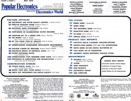 May 1973 Popular Electronics Table of Contents - RF Cafe