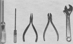 Large and small screwdrivers, diagonal cutters, and needle-nose pliers - RF Cafe