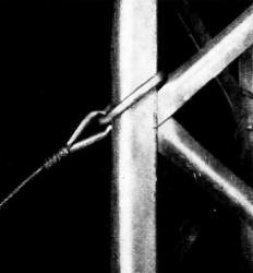 Always use a metal ring when you attach a guy wire to a metal tower - RF Cafe