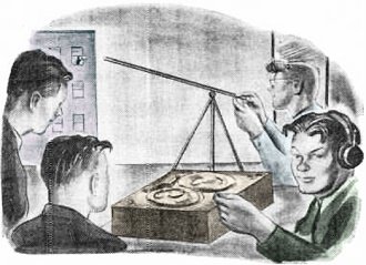 Carl and Jerry with cardioid microphone - RF Cafe