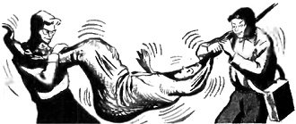 Boys tugged alternately at the ropes to bounce the pinned-in girl wildly about - RF Cafe Website