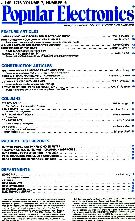 June 1975 Popular Electronics Table of Contents - RF Cafe
