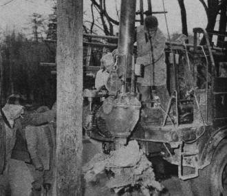 New pole holes are quickly dug to right depth by a mechanical auger - RF Cafe