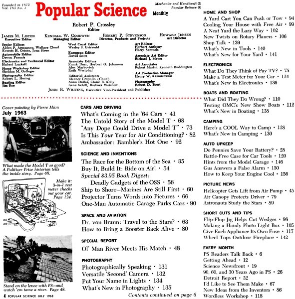 July 1963 Popular Science Table of Contents - RF Cafe