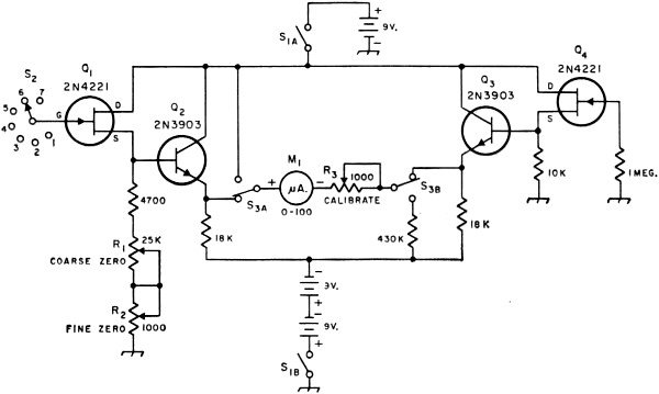 FET DC voltmeter circuit - RF Cafe