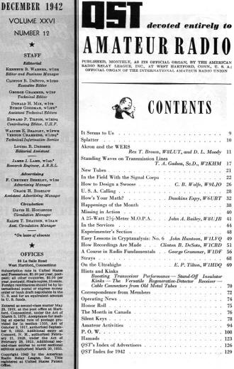 december 1942 QST Table of Contents - RF Cafe
