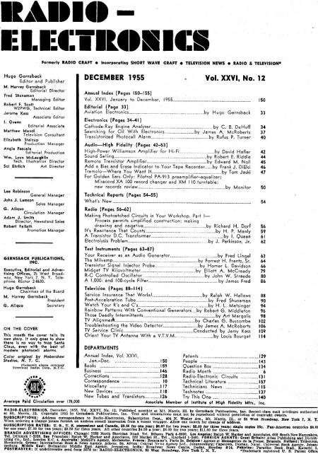 December 1955 Radio-Electronics Table of Contents - RF Cafe
