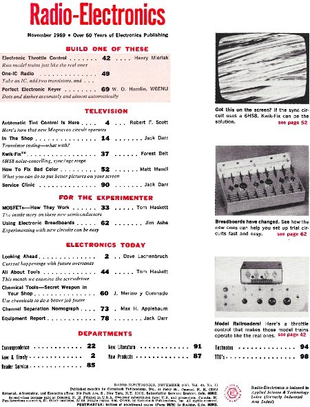 November 1969 Radio-Electronics Table of Contents - RF Cafe