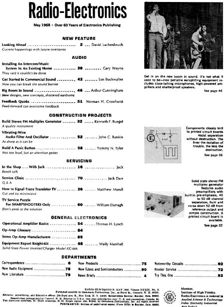 May 1968 Radio-Electronics Table of Contents - RF Cafe
