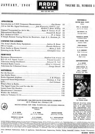 January 1946 Radio News Table of Contents - RF Cafe