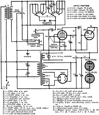 Schematic diagram of RC bridge - RF Cafe