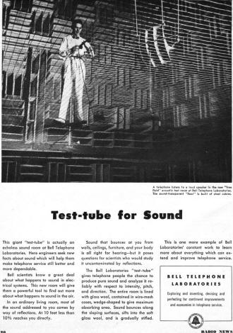 Test Tube for Sound Bell Labs Advertisement, December 1947 Radio News - RF Cafe
