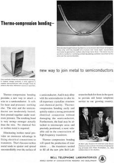Bell Telephone Laboratories Ad - Thermocompression Wire Bonding, March 1958 Radio News - RF Cafe