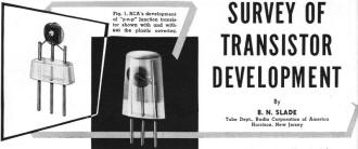 RCA's developmental "p-n-p" junction transistor shown with and without the plastic covering - RF Cafe